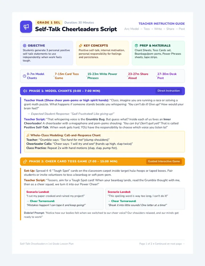 Self Talk Cheerleaders Script
