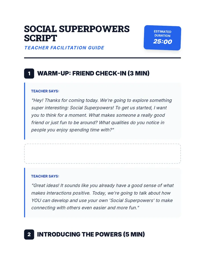 Social Superpowers Script