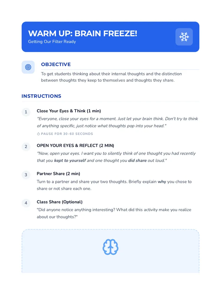 Brain Freeze Warm Up