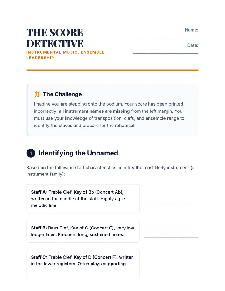 Score Detective Worksheet