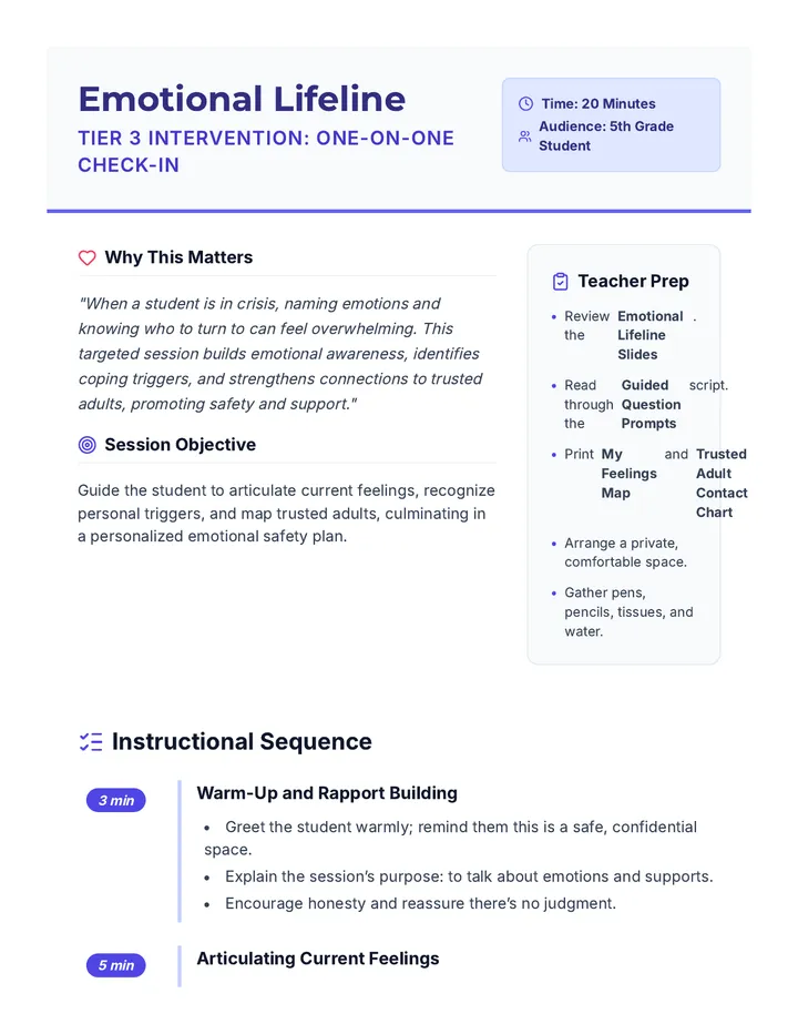 Emotional Check-In Lesson Plan