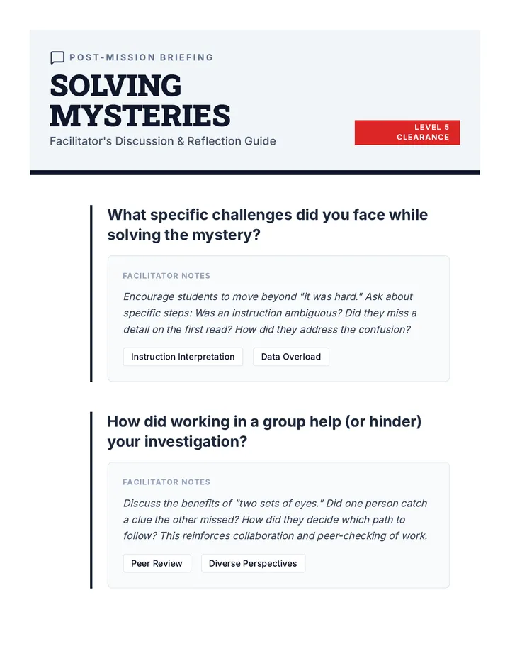 Solving Mysteries Discussion Guide