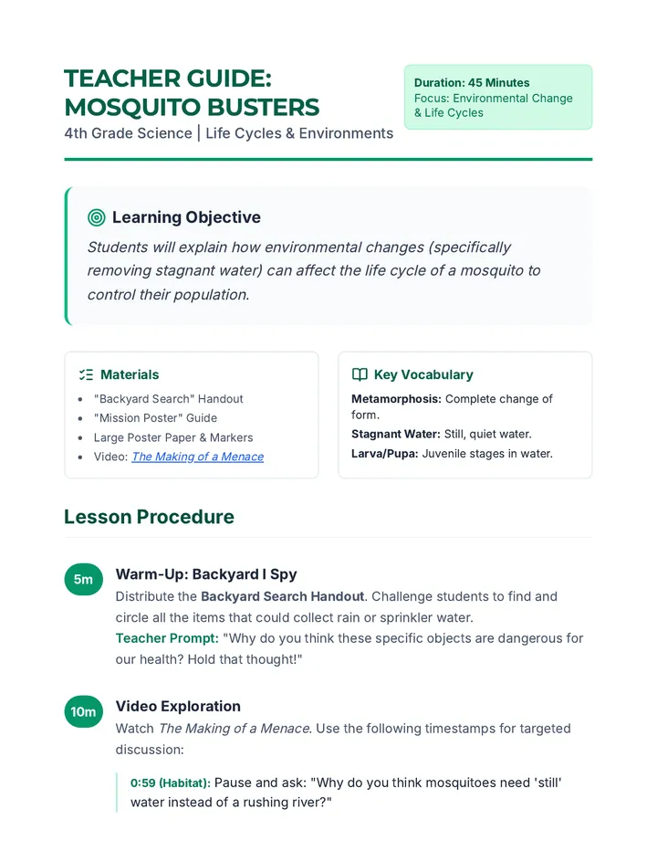 Mosquito Busters Teacher Guide