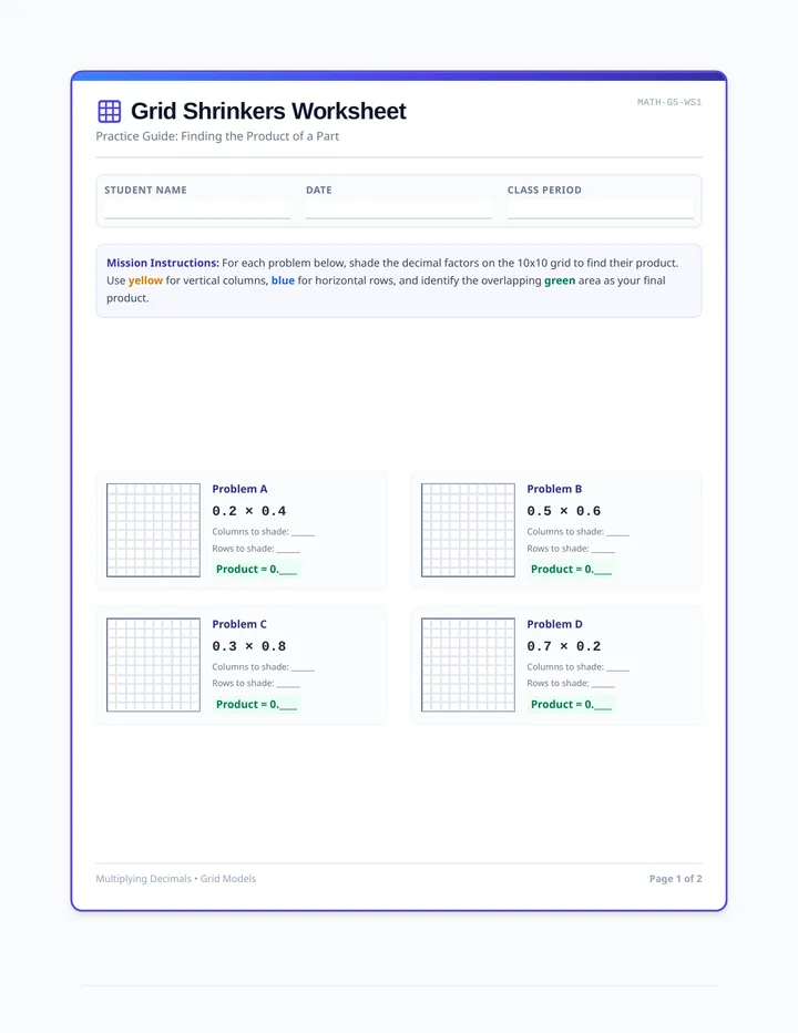Grid Shrinkers Worksheet