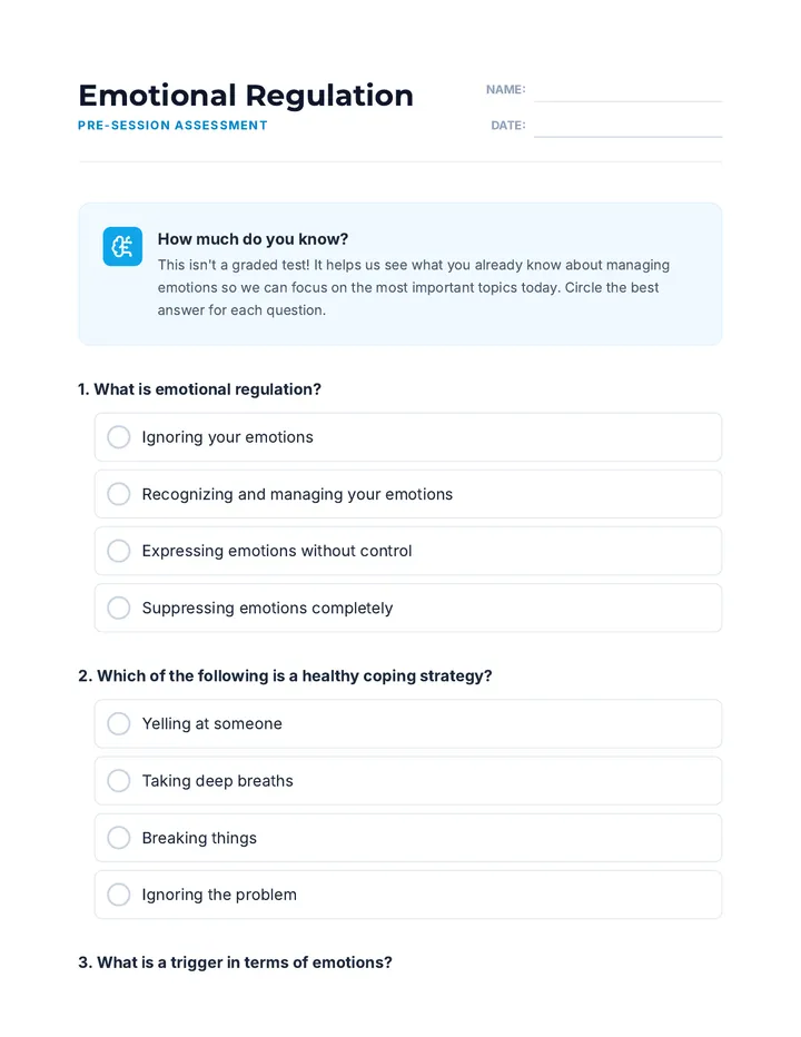 Emotional Regulation Pre Test
