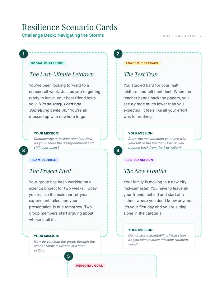Scenario Cards Worksheet