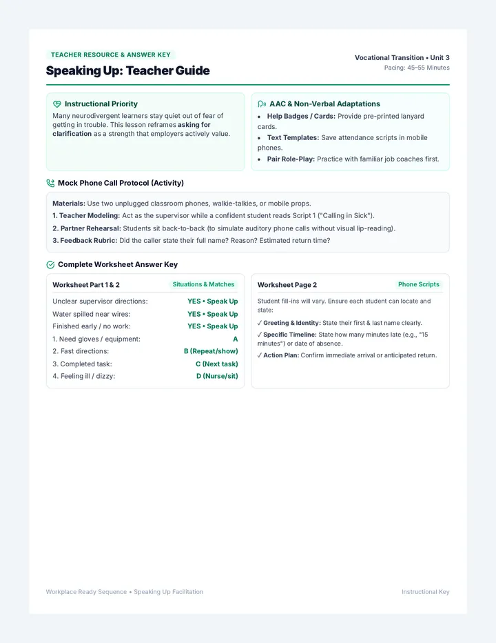 Speaking Up Teacher Guide