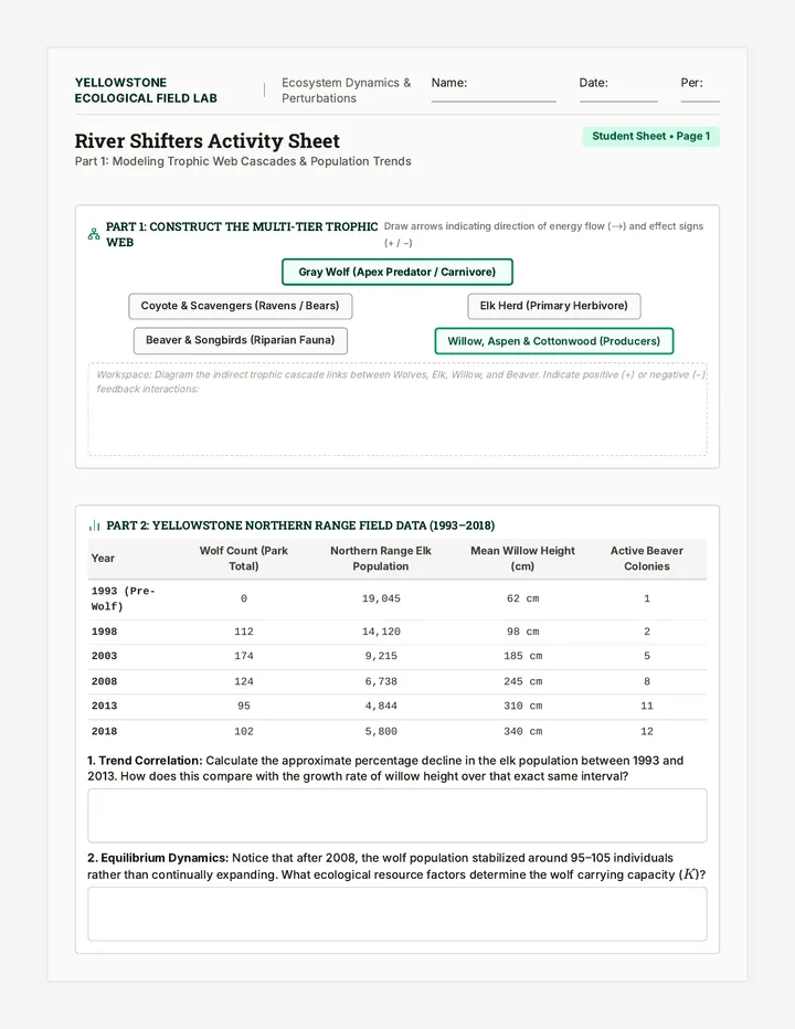 River Shifters Activity Sheet