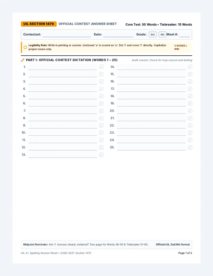Victory Drill Student Worksheet
