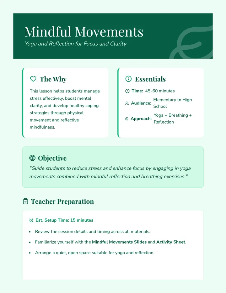 Mindful Movements Teacher Guide