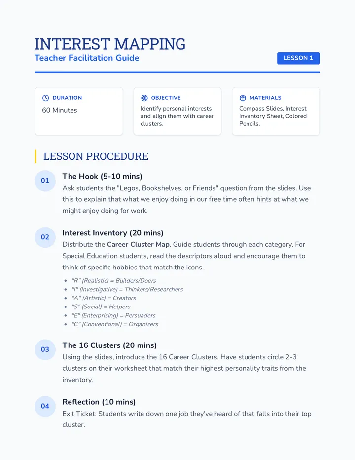 Interest Mapping Teacher Guide