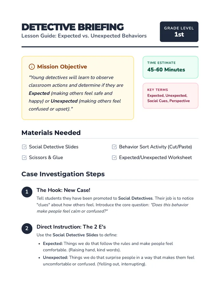 Detective Briefing Teacher Guide