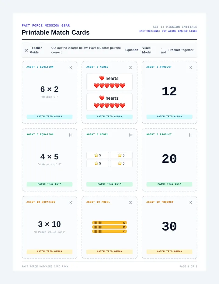 Friendly Facts Matching Activity