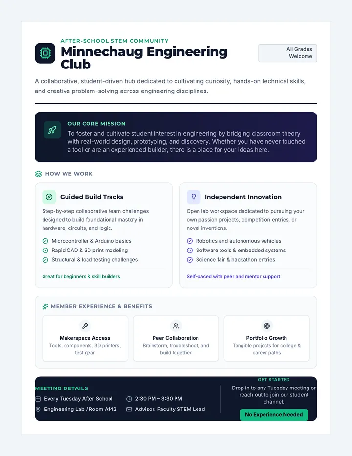 Minnechaug Engineers Info Sheet