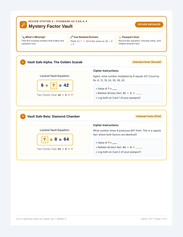 Factor Codebreaker Task Cards