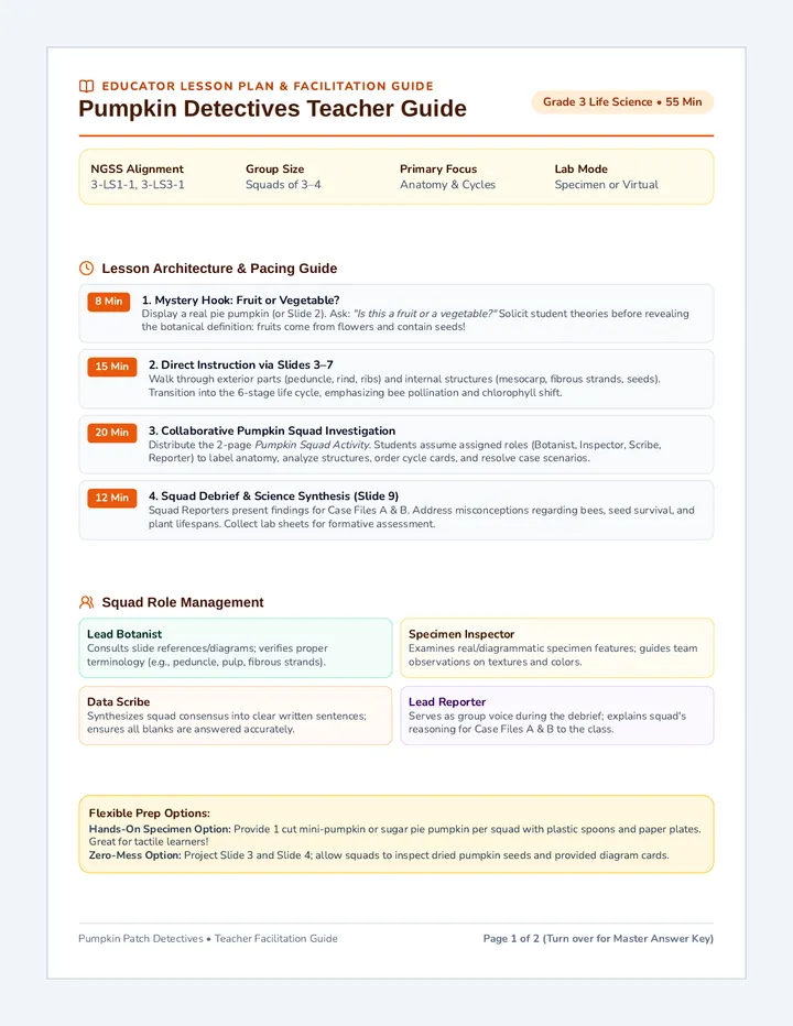 Pumpkin Detectives Teacher Guide