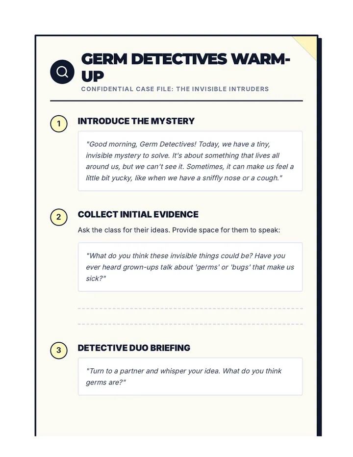 Germ Detectives Warm-Up