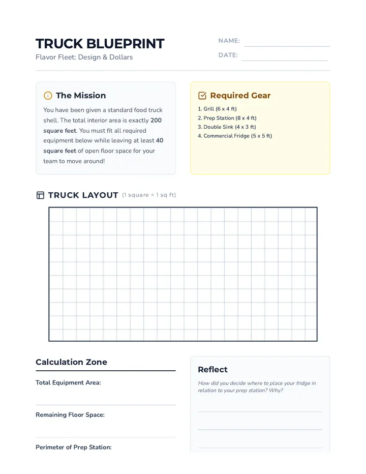 Truck Blueprint Activity