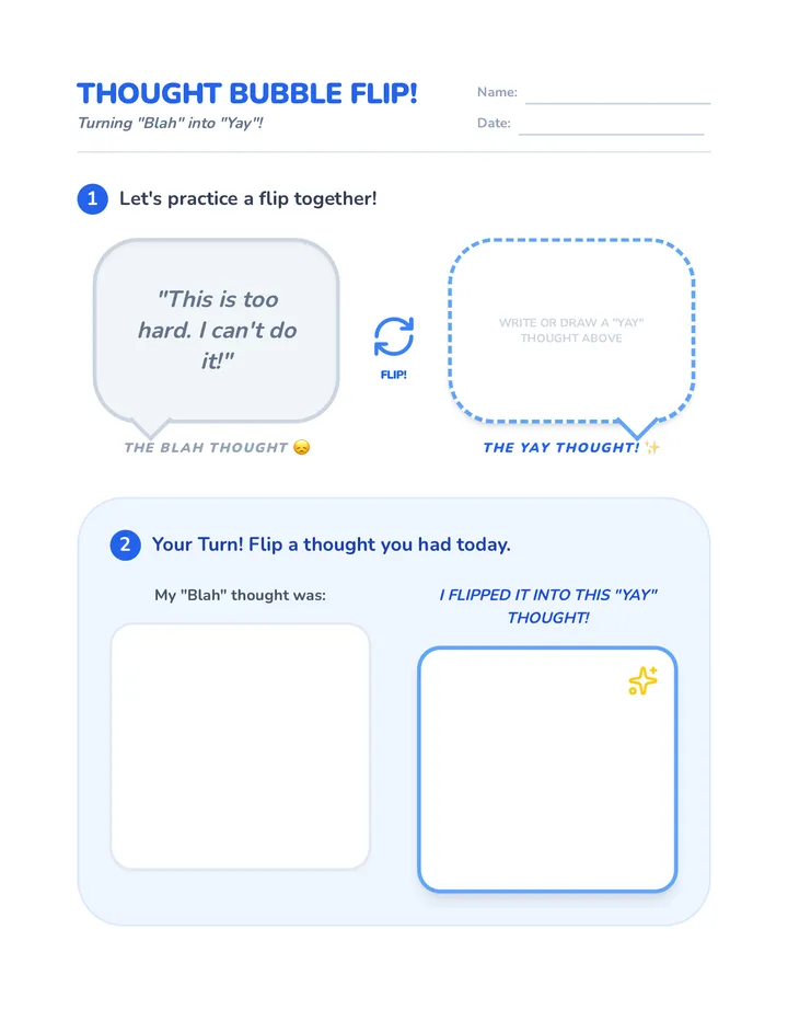 Thought Bubble Flip Worksheet