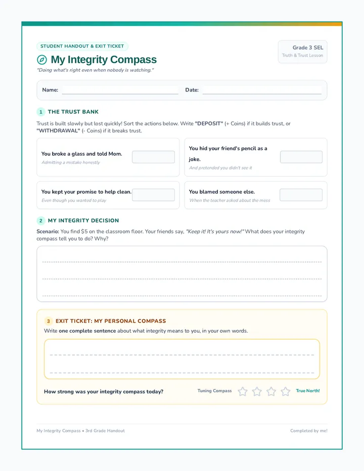 My Integrity Compass Handout