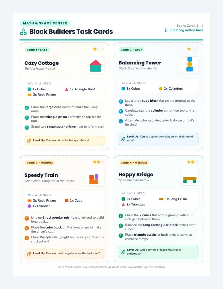 Block Builders Center Cards