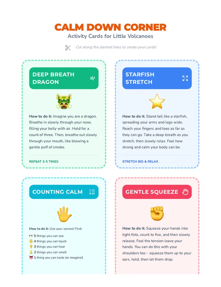 Calm Down Corner Activity Cards