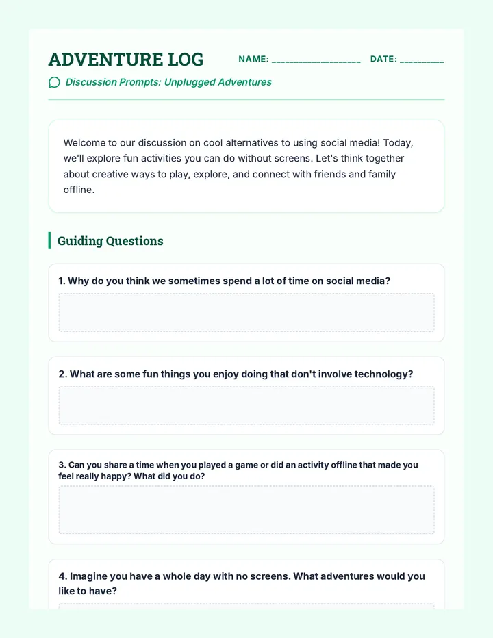 Unplugged Adventures Discussion Prompts