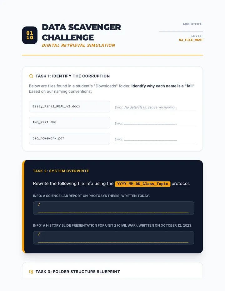 Data Scavenger Challenge Worksheet