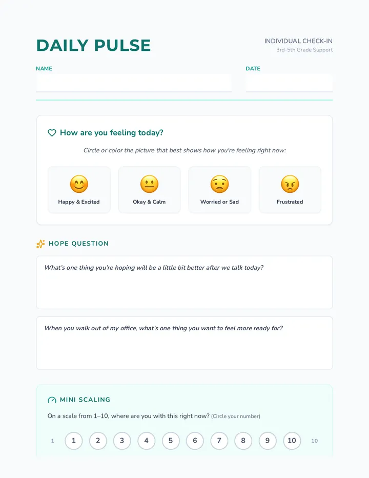 Daily Pulse Worksheet