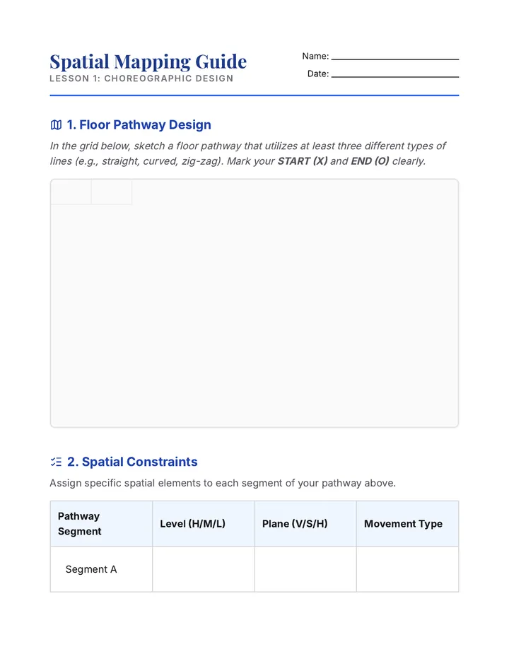 Spatial Mapping Worksheet