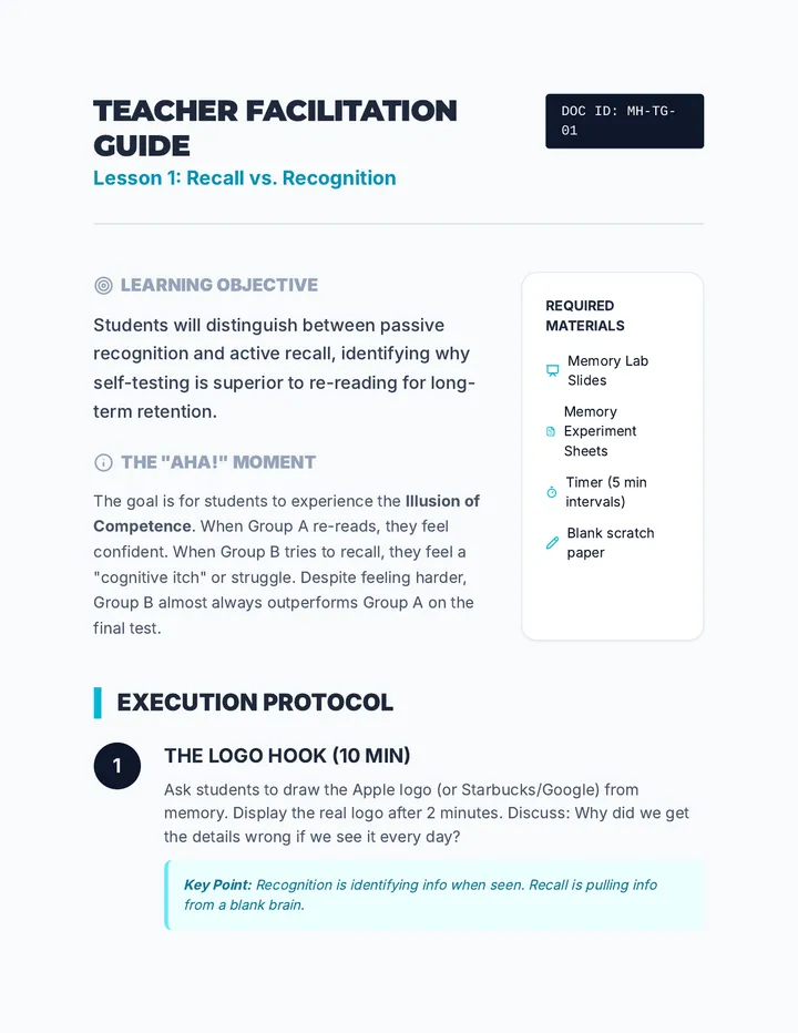 Active Recall Teacher Guide