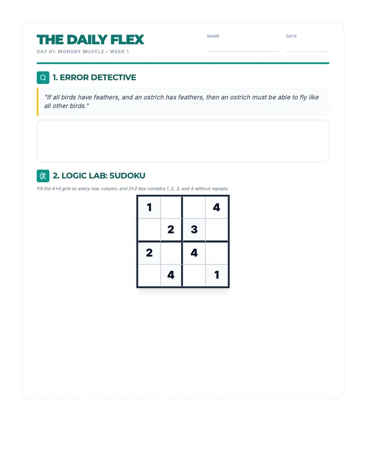 Day 1 Morning Flex Worksheet