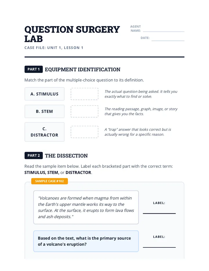 Question Surgery Worksheet