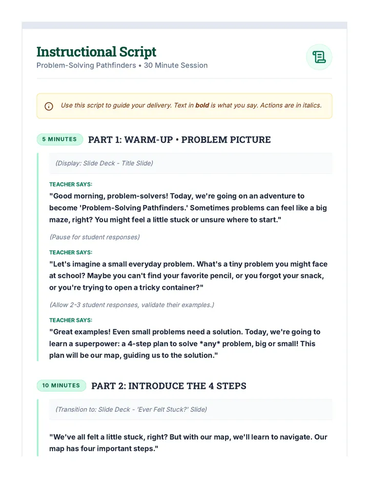 Problem-Solving Pathfinders Script