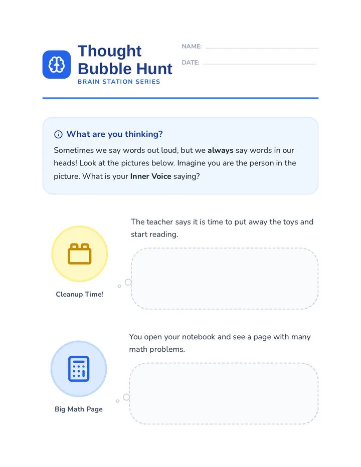 Thought Bubble Worksheet
