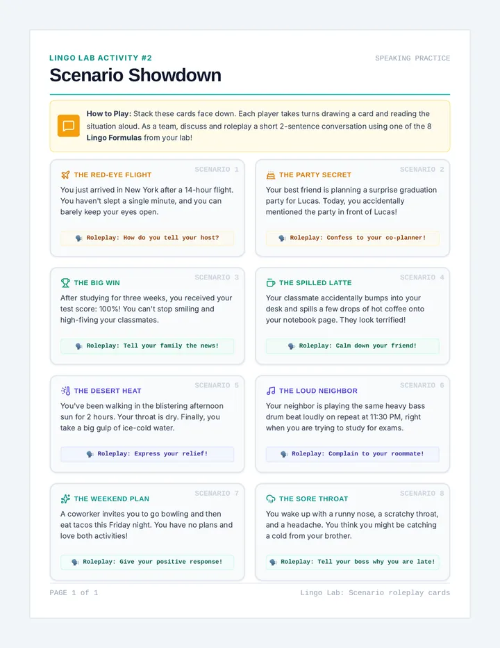 Scenario Showdown Cards