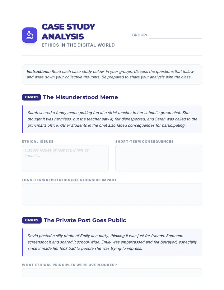 Social Media Case Study Analysis Worksheet