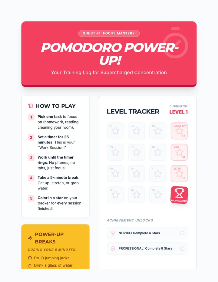 Pomodoro Power-Up Challenge Game