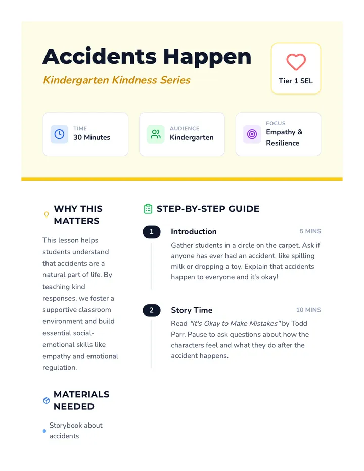 Accidents Happen Lesson Plan