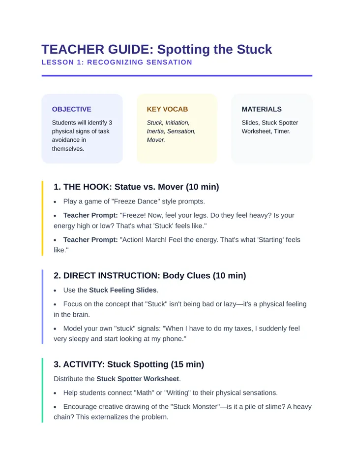 Stuck Feeling Teacher Guide