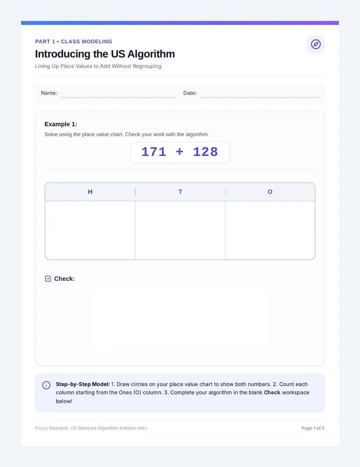 Whole Number Addition Worksheet