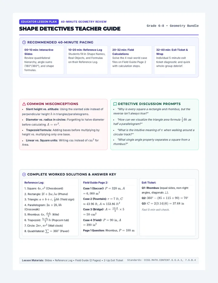 Shape Detectives Teacher Guide