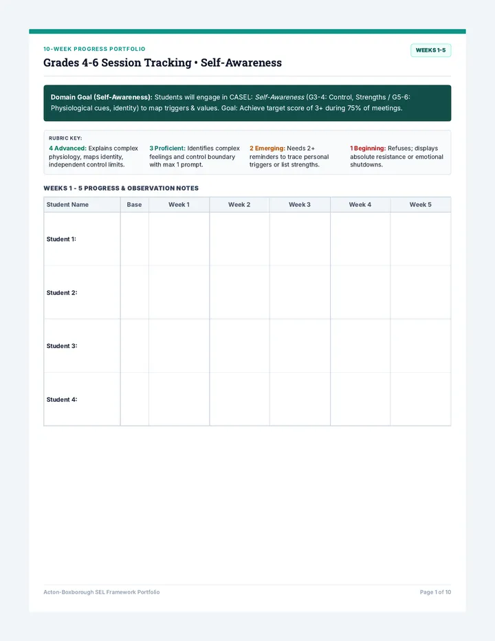 Grades 4-6 SEL Session Tracking Packet