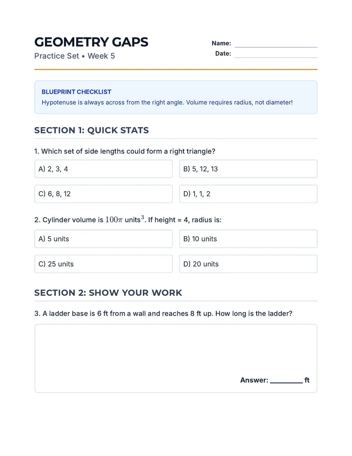 Geometry Gaps Practice Set