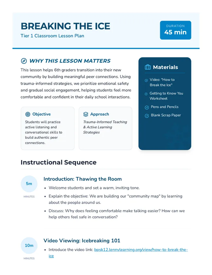 Breaking the Ice Lesson Plan