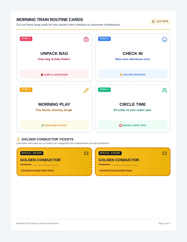 Morning Train Routine Cards
