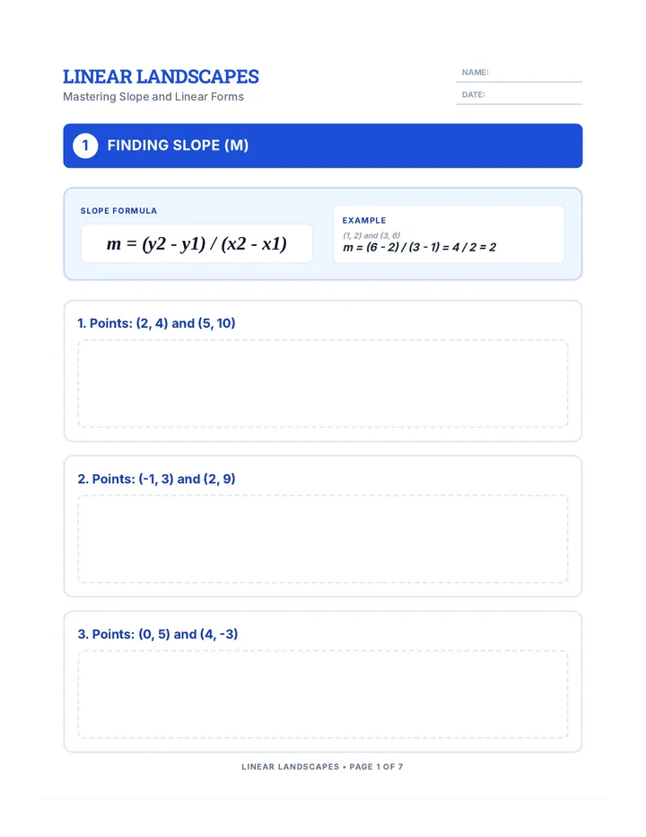 Linear Landscapes Practice Packet