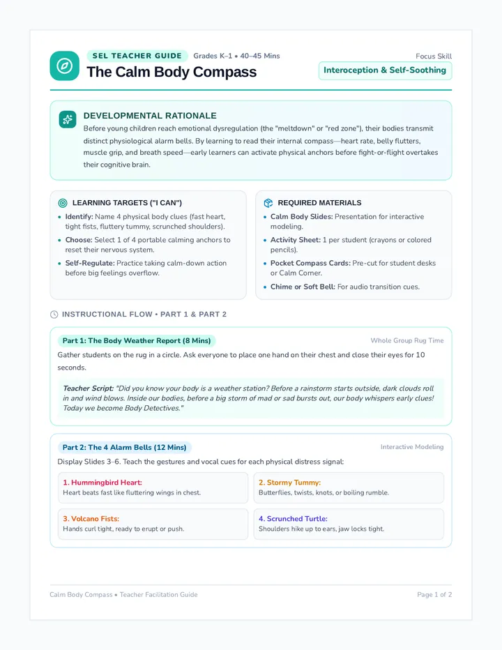 Calm Body Lesson Plan