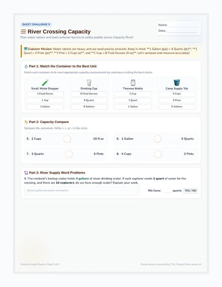 River Crossing Worksheet