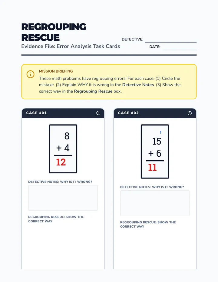 Error Analysis Task Cards